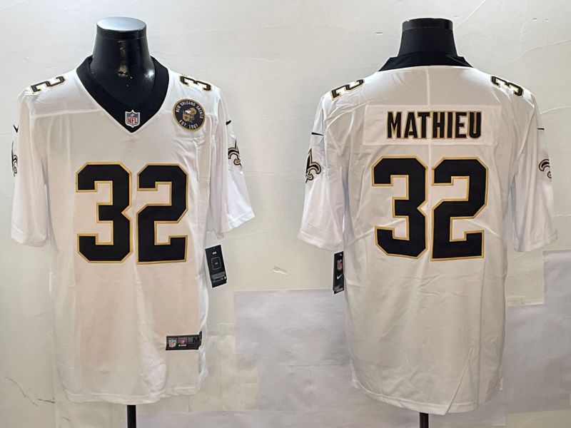 Men New Orleans Saints #32 Mathieu White Second generation 2024 Nike Limited NFL Jersey style 3